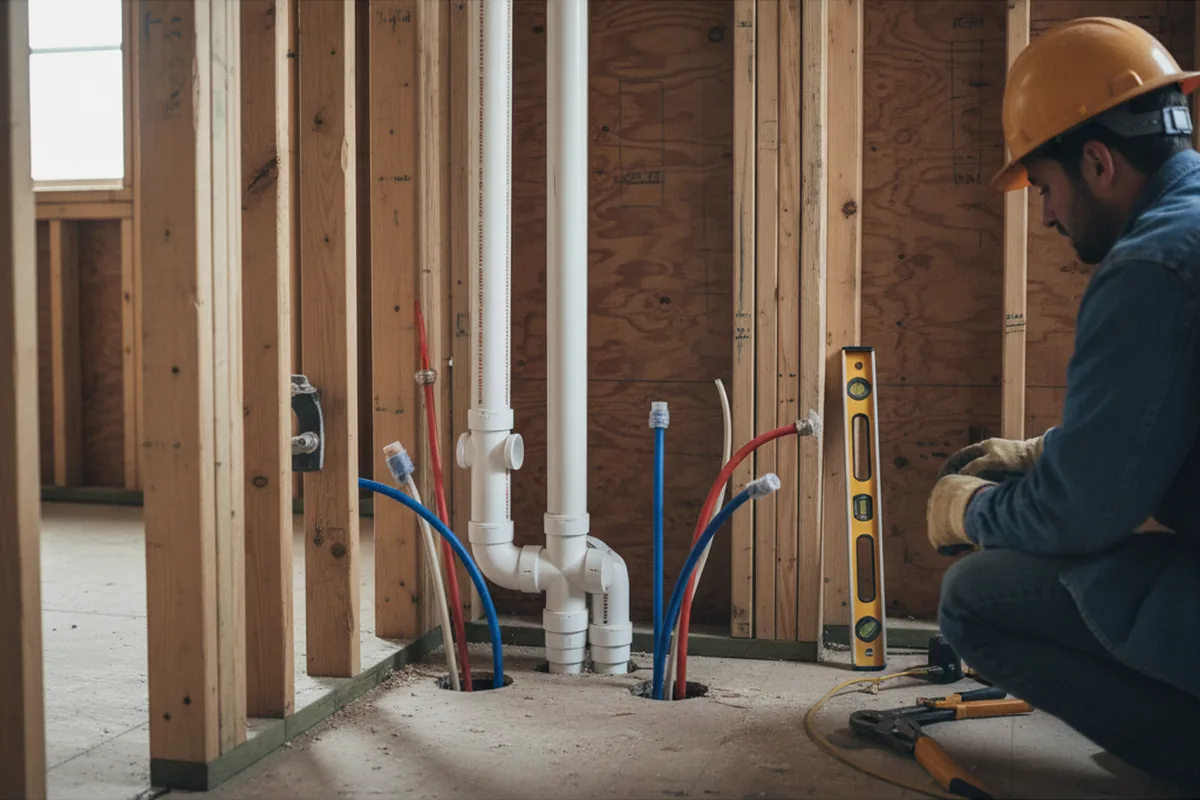 Drain and supply rough-in during Leak Detection in Lockwood