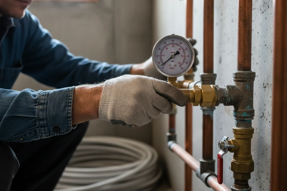 Pressure testing a repaired line during Water Line Repair in Lockwood